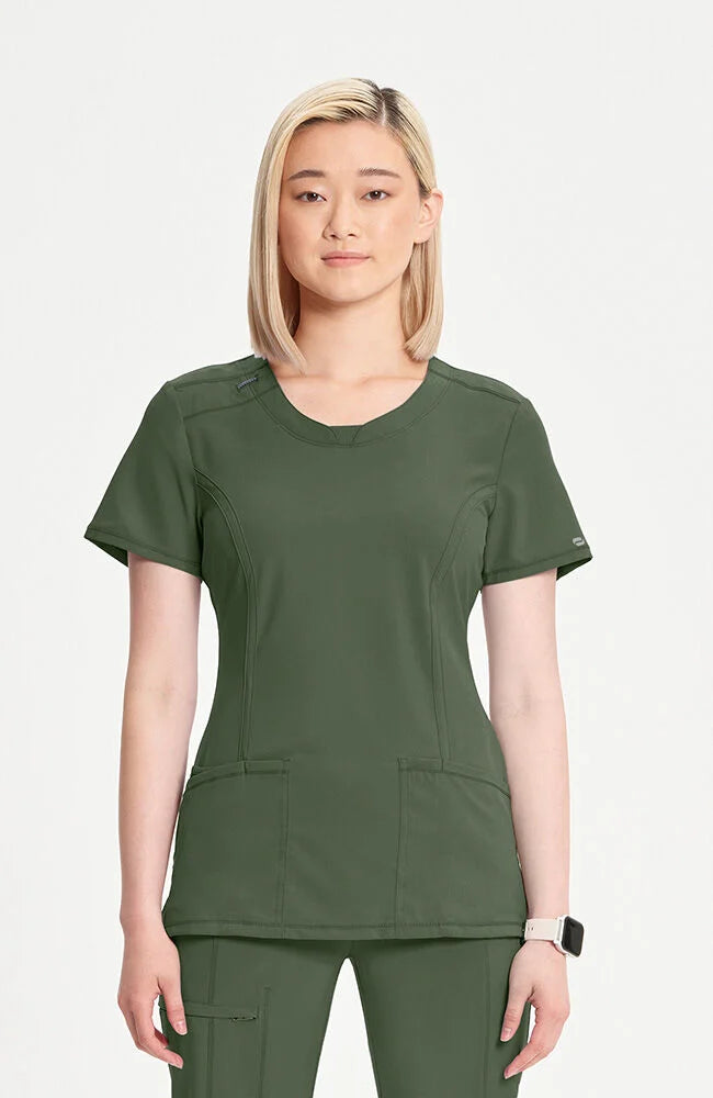 Cherokee - Women's Split Round Neck Solid Scrub Top (2624A)