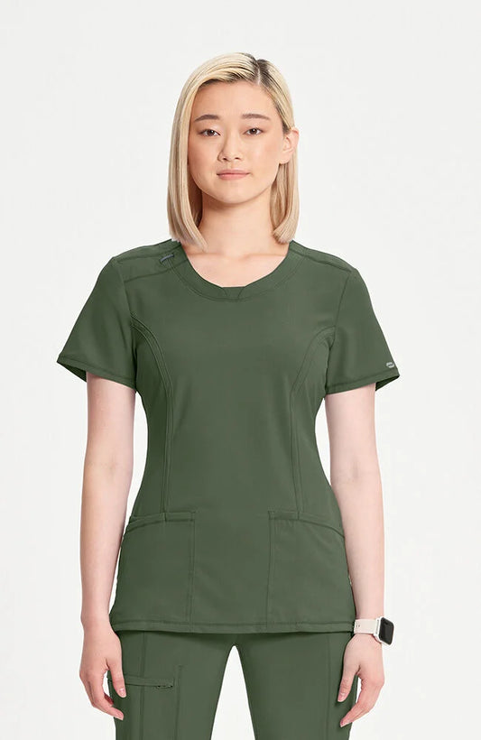 Cherokee - Women's Split Round Neck Solid Scrub Top (2624A)
