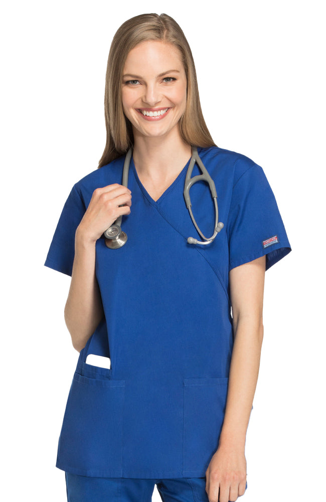 Cherokee - Women's Mock Wrap Tunic Solid Scrub Top (4801)