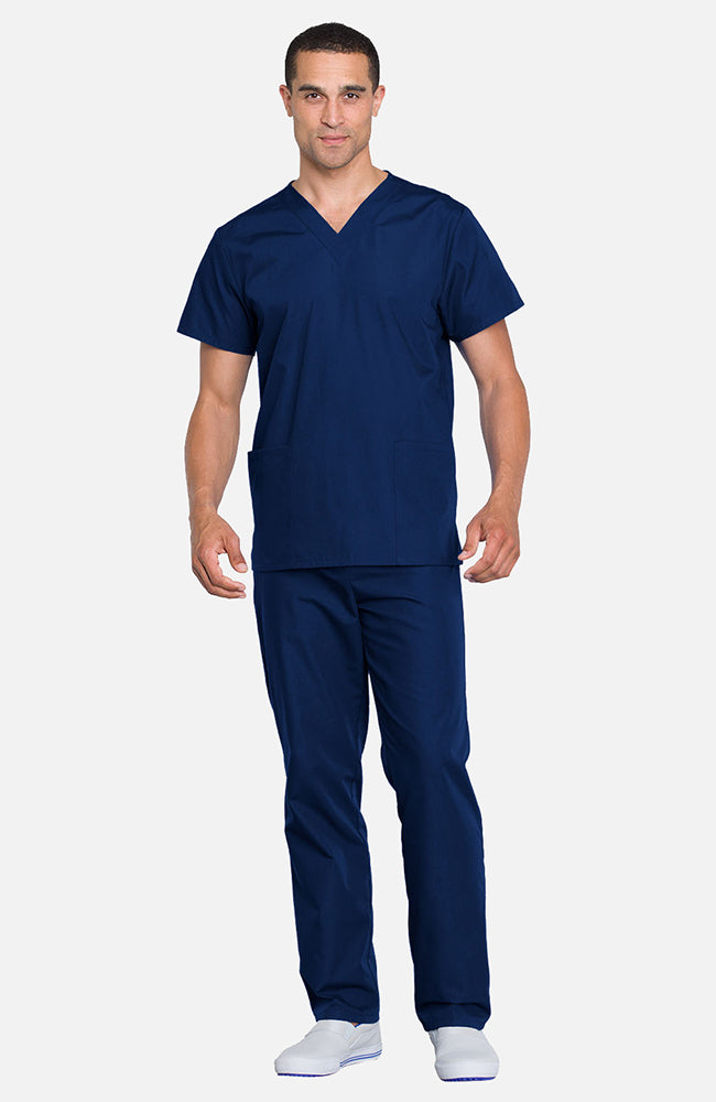 Cherokee - Unisex V-Neck Solid Scrub Top & Drawstring Scrub Pant Set (WW530C)