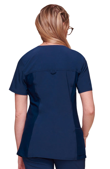 Cherokee - Women's V-Neck Knit Panel Solid Scrub Top (CK605) - Uniscrubs