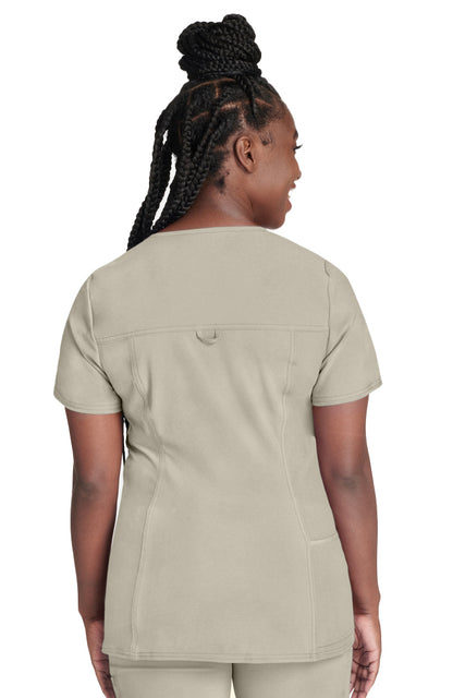 Cherokee - Women's V-Neck Knit Panel Solid Scrub Top (CK605) - Uniscrubs
