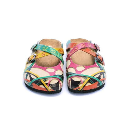 Calceo - Colorful And Moving Shapes, Dance of the Color Written Patterned Clogs (CAL108) - Uniscrubs