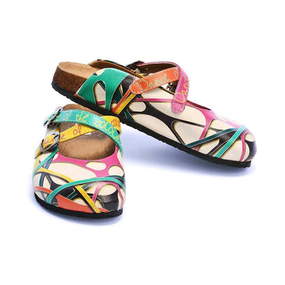 Calceo - Colorful And Moving Shapes, Dance of the Color Written Patterned Clogs (CAL108) - Uniscrubs