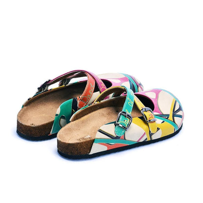 Calceo - Colorful And Moving Shapes, Dance of the Color Written Patterned Clogs (CAL108) - Uniscrubs
