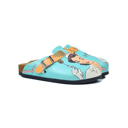 Calceo - Blue & White Nurse Clogs (WCAL3442) - Uniscrubs