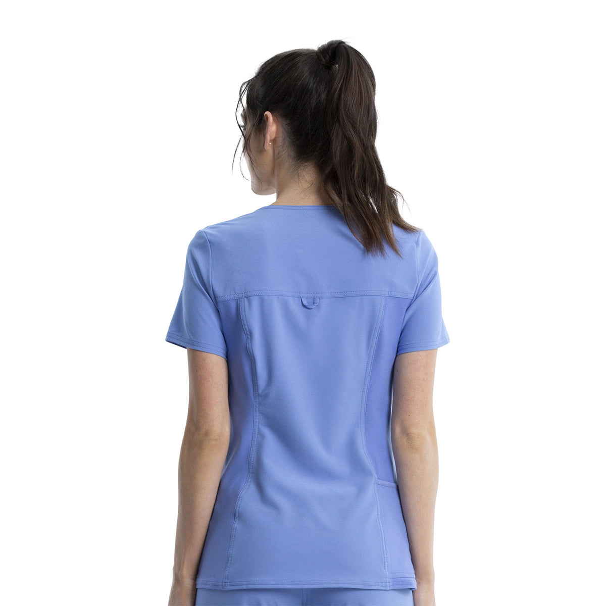 Cherokee - Women's V-Neck Knit Panel Solid Scrub Top (CK605)