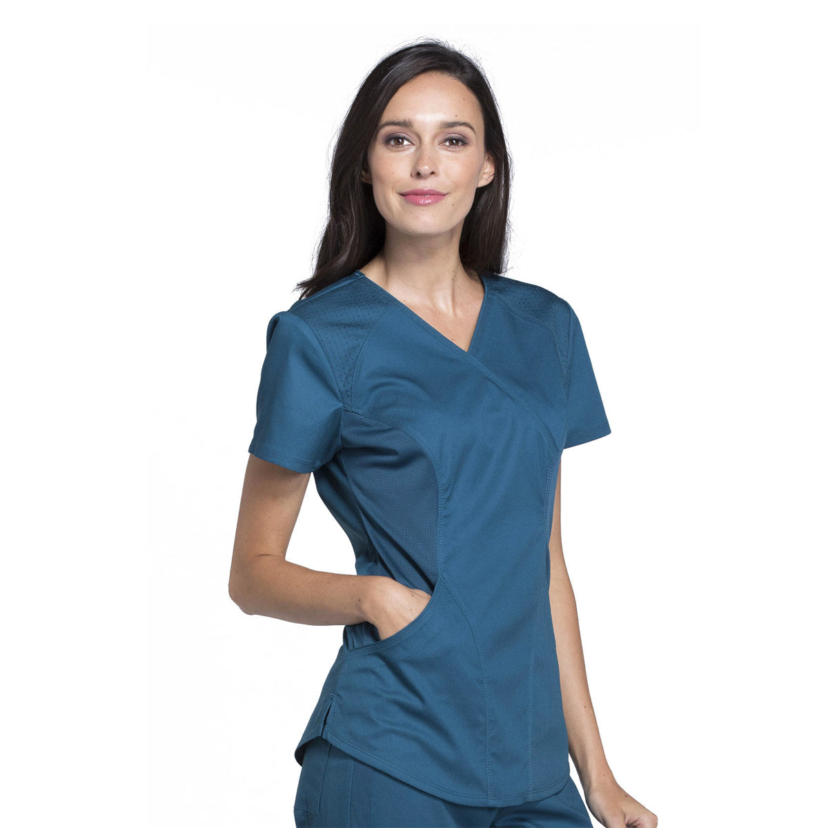 Cherokee - Women's Mock Wrap Solid Scrub Top (CK603)