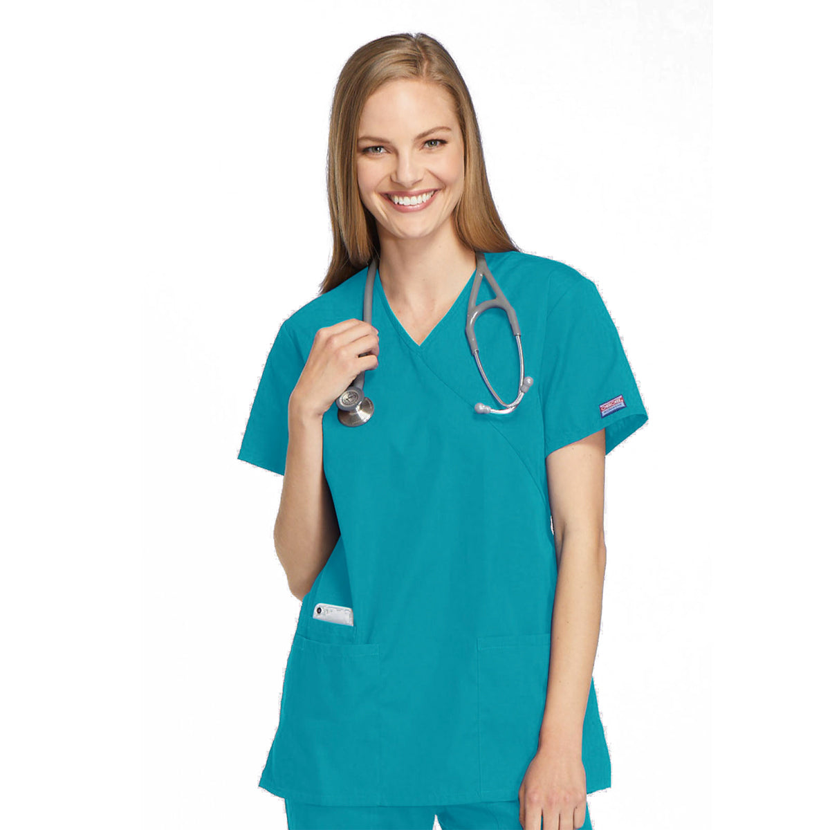 Cherokee - Women's Mock Wrap Tunic Solid Scrub Top (4801)