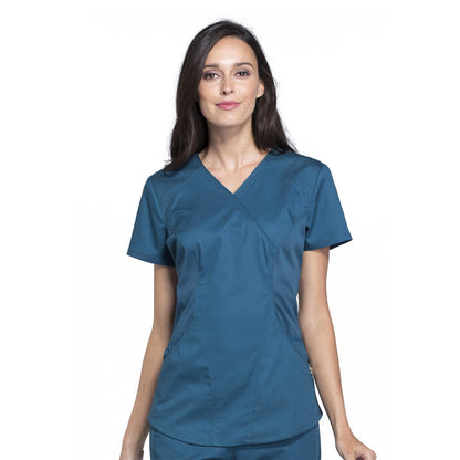 Cherokee - Women's Mock Wrap Solid Scrub Top (CK603) - Uniscrubs