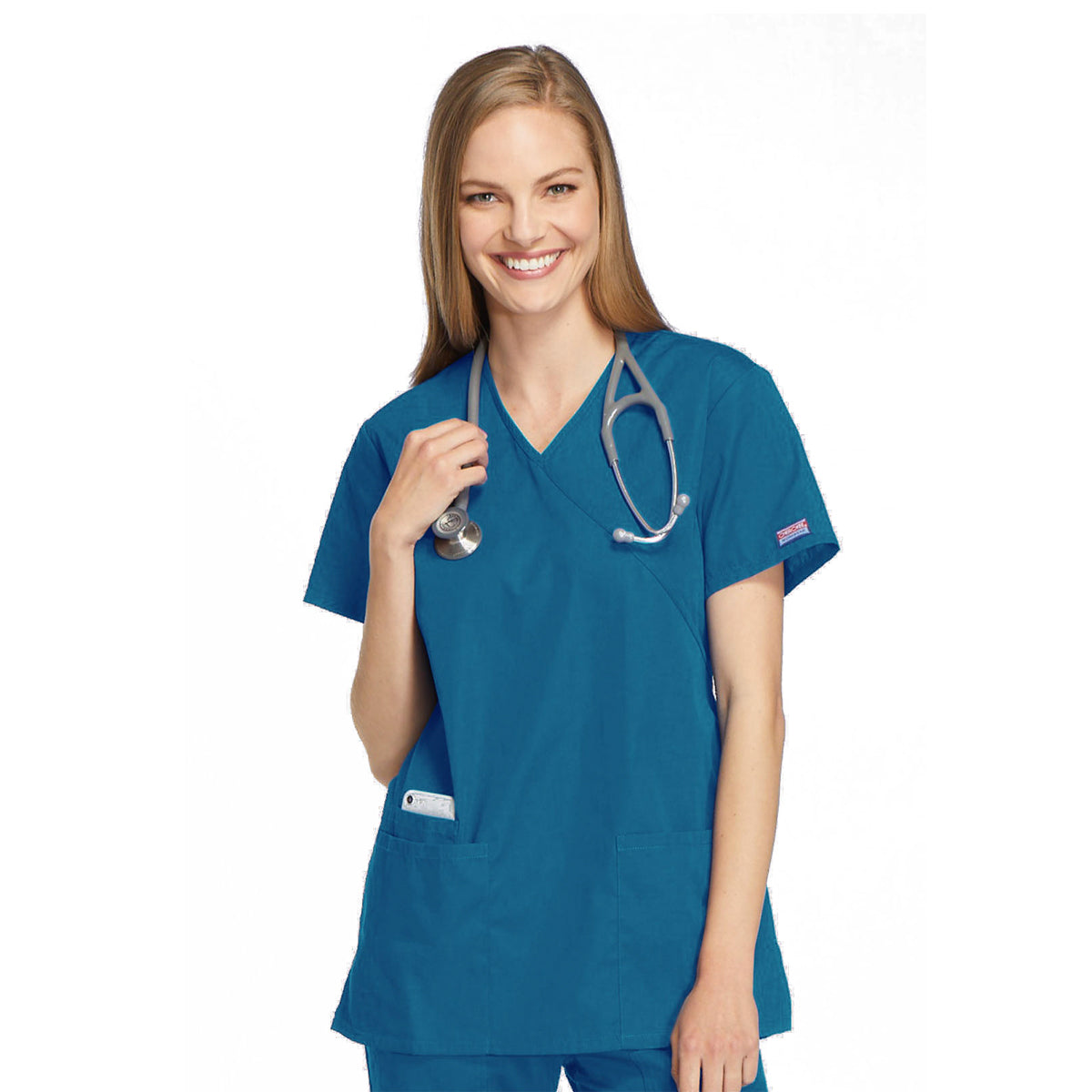 Cherokee - Women's Mock Wrap Tunic Solid Scrub Top (4801)