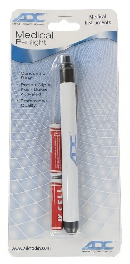 ADC Metalite Reusable Penlight With Pupil Gauge - White